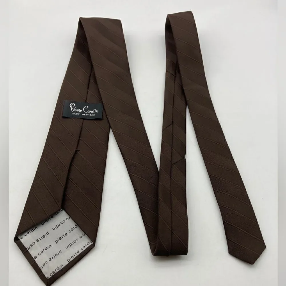 Vintage Pierre Cardin Logo 80s Dark Chocolate Neck Tie 57”